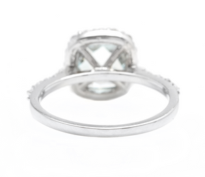 2.05 Carats Natural Aquamarine and Diamond 14K Solid White Gold Ring