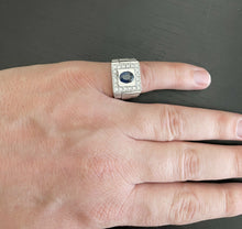 Load image into Gallery viewer, 2.80 Carats Natural Diamond &amp; Blue Sapphire 14K Solid White Gold Men&#39;s Ring
