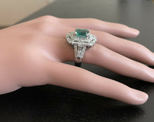 Load image into Gallery viewer, 5.40 Carats Natural Emerald and Diamond 14K Solid White Gold Ring