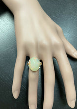 Load image into Gallery viewer, 8.20 Carats Natural Ethiopian Opal and Diamond 14K Solid Yellow Gold Ring