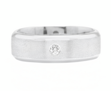 Load image into Gallery viewer, 14K Solid White Gold Diamond Men&#39;s Matte Wedding Ring