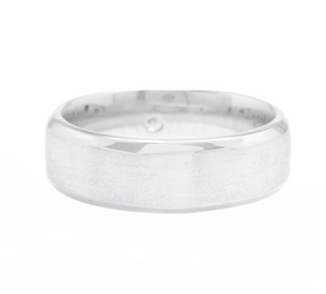 14K Solid White Gold Diamond Men's Matte Wedding Ring