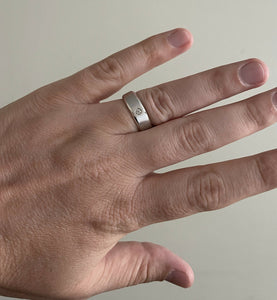 14K Solid White Gold Diamond Men's Matte Wedding Ring