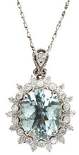 Load image into Gallery viewer, 5.70Ct Natural Aquamarine and Diamond 14K Solid White Gold Necklace