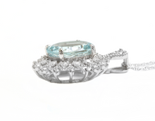 Load image into Gallery viewer, 5.70Ct Natural Aquamarine and Diamond 14K Solid White Gold Necklace