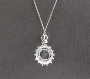 5.70Ct Natural Aquamarine and Diamond 14K Solid White Gold Necklace