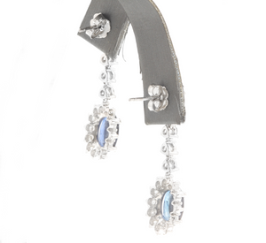5.30 Carats Natural Sapphire and Diamond 14K Solid White Gold Earrings