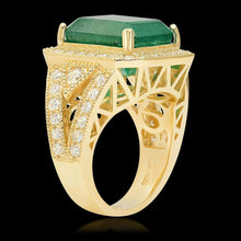 Load image into Gallery viewer, 9.40 Carats Natural Emerald and Diamond 14K Solid Yellow Gold Ring