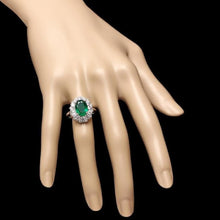 Load image into Gallery viewer, 4.50 Carats Natural Emerald and Diamond 14K Solid White Gold Ring