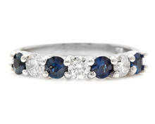 Load image into Gallery viewer, 1.00 Carat Natural Sapphire and Diamond 14K Solid White Gold Ring