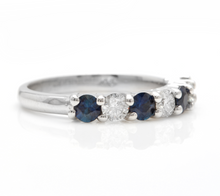 Load image into Gallery viewer, 1.00 Carat Natural Sapphire and Diamond 14K Solid White Gold Ring