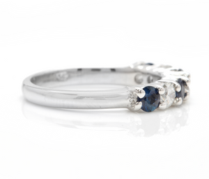 1.00 Carat Natural Sapphire and Diamond 14K Solid White Gold Ring