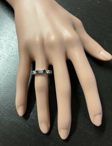 1.00 Carat Natural Sapphire and Diamond 14K Solid White Gold Ring