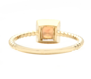 Exquisite Natural Orange Sapphire 14K Solid Yellow Gold Ring
