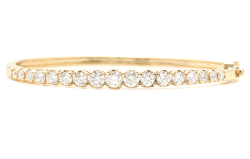 3.40 Carats Natural Diamond 14K Solid Yellow Gold Bangle Bracelet
