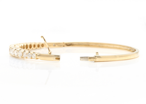 3.40 Carats Natural Diamond 14K Solid Yellow Gold Bangle Bracelet