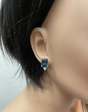 Load image into Gallery viewer, 8.14ct Natural London Blue Topaz and Diamond 14K Yellow Gold Earrings