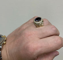 Load image into Gallery viewer, 9.60 Carats Natural Amethyst and Diamond 14K Solid Yellow Gold Men&#39;s Ring