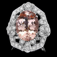 Load image into Gallery viewer, 8.60 Carats Natural Morganite and Diamond 14K Solid White Gold Ring