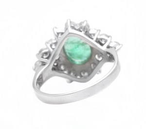 3.60 Carats Natural Emerald and Diamond 14K Solid White Gold Ring