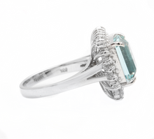 Load image into Gallery viewer, 5.30 Carats Natural Aquamarine and Diamond 14K Solid White Gold Ring