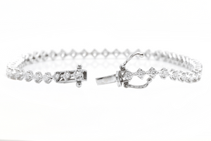 1.80 Carats Stunning Natural Diamond 14K Solid White Gold Bracelet