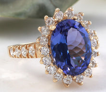 Load image into Gallery viewer, 5.25 Carats Natural Very Nice Looking Tanzanite and Diamond 14K Solid Yellow Gold Ring