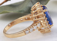 Load image into Gallery viewer, 5.25 Carats Natural Very Nice Looking Tanzanite and Diamond 14K Solid Yellow Gold Ring