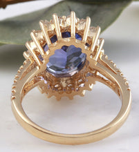 Load image into Gallery viewer, 5.25 Carats Natural Very Nice Looking Tanzanite and Diamond 14K Solid Yellow Gold Ring