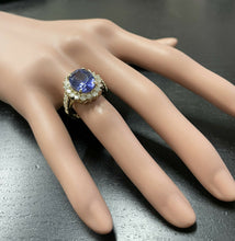 Load image into Gallery viewer, 5.25 Carats Natural Very Nice Looking Tanzanite and Diamond 14K Solid Yellow Gold Ring