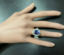 Load image into Gallery viewer, 5.25 Carats Natural Very Nice Looking Tanzanite and Diamond 14K Solid Yellow Gold Ring