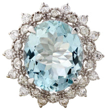 Load image into Gallery viewer, 7.50 Carats Natural Aquamarine and Diamond 14K Solid White Gold Ring