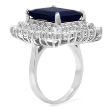 Load image into Gallery viewer, 12.00 Carats Natural Blue Sapphire and Diamond 14K Solid White Gold Ring
