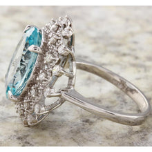 Load image into Gallery viewer, 7.50 Carats Natural Aquamarine and Diamond 14K Solid White Gold Ring