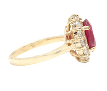 Load image into Gallery viewer, 5.50 Carats Impressive Red Ruby and Natural Diamond 14K Yellow Gold Ring