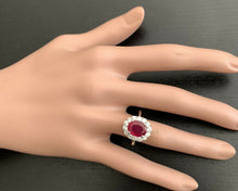 Load image into Gallery viewer, 5.50 Carats Impressive Red Ruby and Natural Diamond 14K Yellow Gold Ring