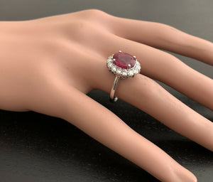 5.50 Carats Impressive Red Ruby and Natural Diamond 14K Yellow Gold Ring
