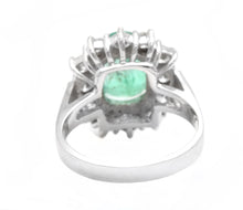 Load image into Gallery viewer, 4.30 Carats Natural Emerald and Diamond 14K Solid White Gold Ring