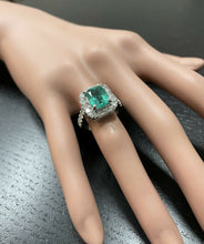 Load image into Gallery viewer, 5.50 Carats Natural Emerald and Diamond 14K Solid White Gold Ring