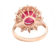 Load image into Gallery viewer, 6.60 Carats Impressive Red Ruby and Diamond 14K Rose Gold Ring