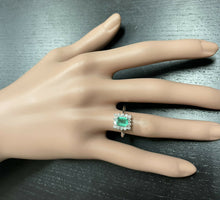 Load image into Gallery viewer, 1.40 Carats Natural Emerald and Diamond 14K Solid White Gold Ring