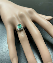 Load image into Gallery viewer, 1.40 Carats Natural Emerald and Diamond 14K Solid White Gold Ring