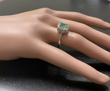 Load image into Gallery viewer, 1.40 Carats Natural Emerald and Diamond 14K Solid White Gold Ring