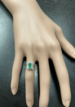 Load image into Gallery viewer, 1.40 Carats Natural Emerald and Diamond 14K Solid White Gold Ring