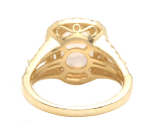 5.20 Carats Exquisite Natural Morganite and Diamond 14K Solid Yellow Gold Ring