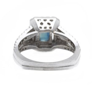 2.30ct Natural Blue Sapphire and Diamond 14k Solid White Gold Ring