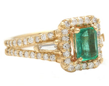 Load image into Gallery viewer, 2.00 Carats Natural Emerald and Diamond 14K Solid Yellow Gold Ring