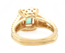 Load image into Gallery viewer, 2.00 Carats Natural Emerald and Diamond 14K Solid Yellow Gold Ring