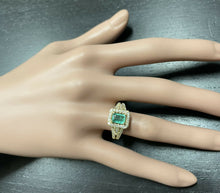 Load image into Gallery viewer, 2.00 Carats Natural Emerald and Diamond 14K Solid Yellow Gold Ring