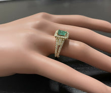 Load image into Gallery viewer, 2.00 Carats Natural Emerald and Diamond 14K Solid Yellow Gold Ring